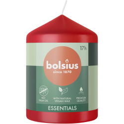 Świeca pieńkowa walec BOLSIUS Essentials 17H 8CM DELIKATNA CZERWIEŃ