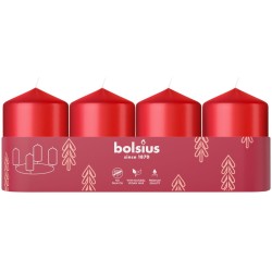 Świeca pieńkowa BOLSIUS Essentials 7H 6CM 4szt. DELIKATNA CZERWIEŃ