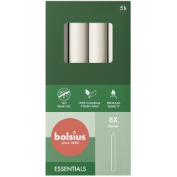 Świeca stołowa BOLSIUS Essentials 5H 17CM 8szt. MROŹNA BIEL