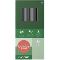 Świeca stołowa BOLSIUS Essentials 5H 17CM 8szt. BURZOWY SZARY