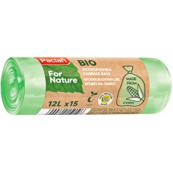 BIOdegradowalne Worki na śmieci z uszami PACLAN For Nature 12L 15szt. ZIELONE