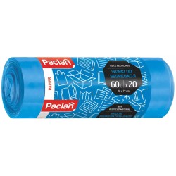 Worki na śmieci do segregacji PACLAN 60L 20szt. NIEBIESKIE