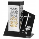 Znicz solarny LED PROMETHEUS PARIS D KRZYŻ VPD-2S 1szt. SREBRNY
