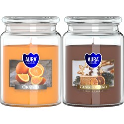ZESTAW DUŻA Świeca zapachowa w słoiku BISPOL Aura 100H MIX "19" 2szt.