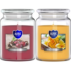 ZESTAW DUŻA Świeca zapachowa w słoiku BISPOL Aura 100H MIX "24" 2szt.