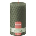 Świeca rustykalna żebrowana BOLSIUS Special 60H 13CM ZIELONA OLIWKA