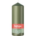 Świeca pieńkowa walec BOLSIUS Essentials 42H 15CM ZIELONA OLIWKA
