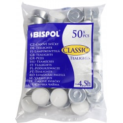 Podgrzewacze bezzapachowe tealight BISPOL 4.5H CLASSIC 50szt.